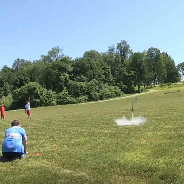 Model rockets being launched