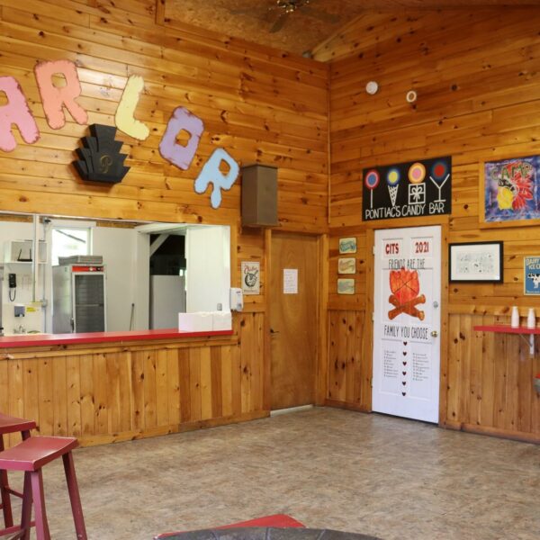 Ice Cream Parlor interior, facing counter